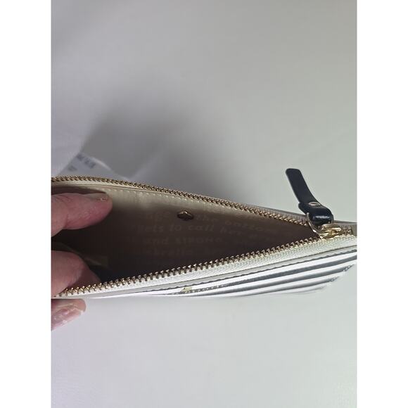 NWT Kate Spade Mya Striped Leather Zip Pouch Wristlet Preppy Office Acedemia - Picture 4 of 7